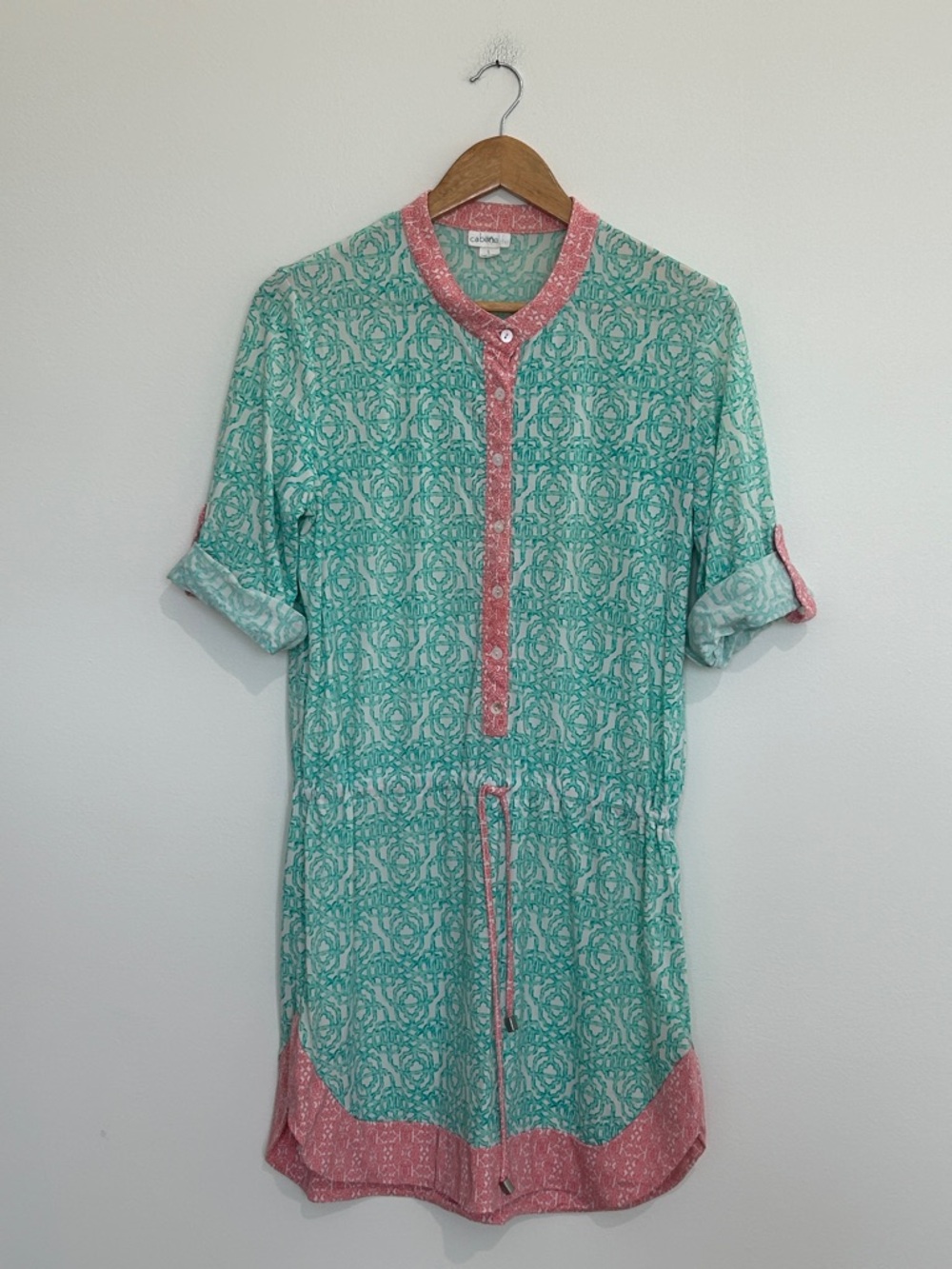 Green & Pink Printed Tunic Shirt Dress